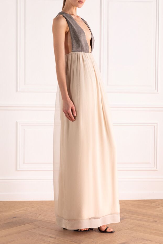 Brunello Cucinelli silk evening dress with a gray bodice and a cream-colored flowing skirt
 143425 - photo 3