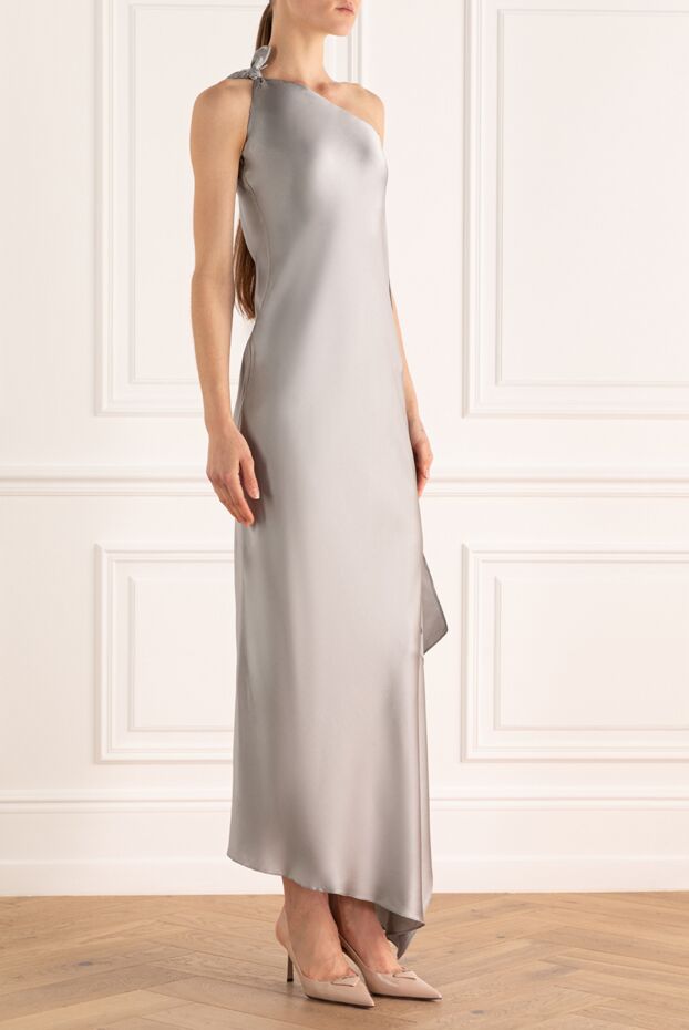 Brunello Cucinelli asymmetrical silk dress with a bow on the shoulder
 143426 - photo 2