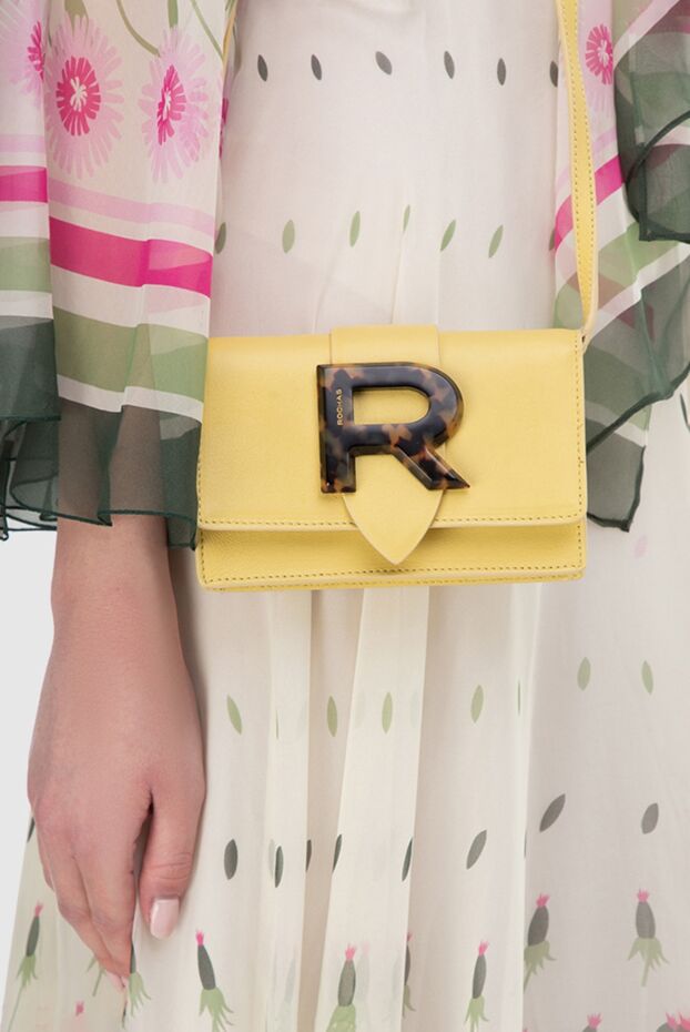 Rochas women's yellow leather bag with logo 143542 - photo 2