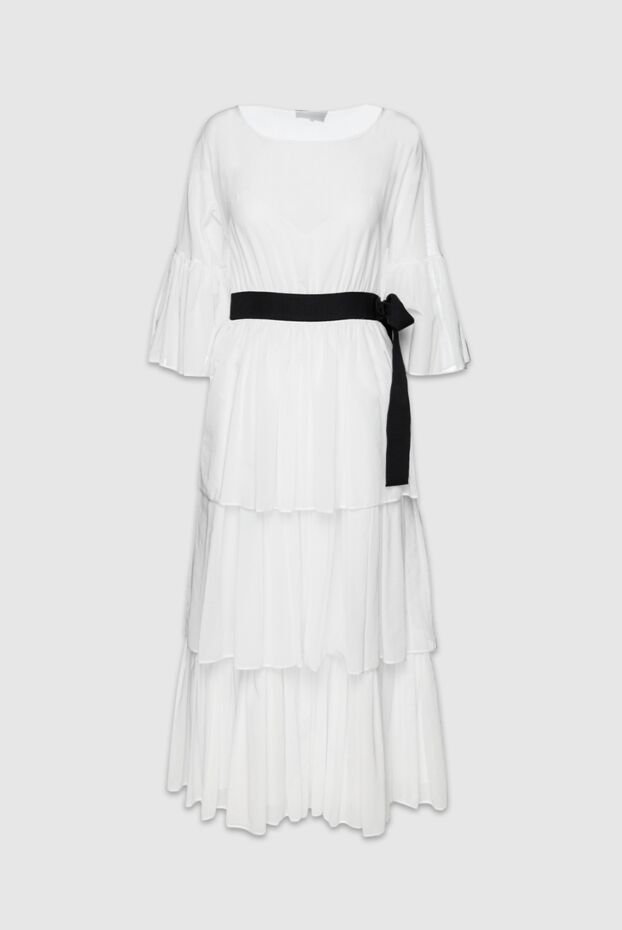 Rochas cotton multilayer dress with flared sleeves and flounces in white 143553 - photo 1
