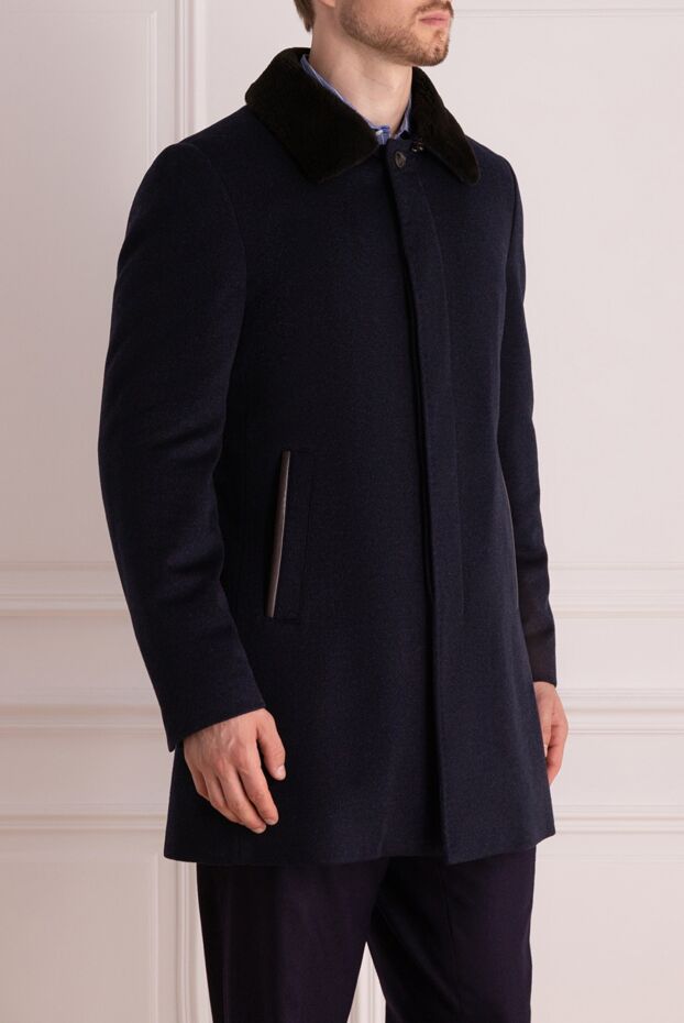 Gallotti blue cashmere and fur coat for men 143622 - photo 3