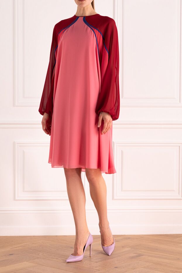 Giamba light pink chiffon midi dress with asymmetrical inserts and an airy silhouette
 144000 - photo 2