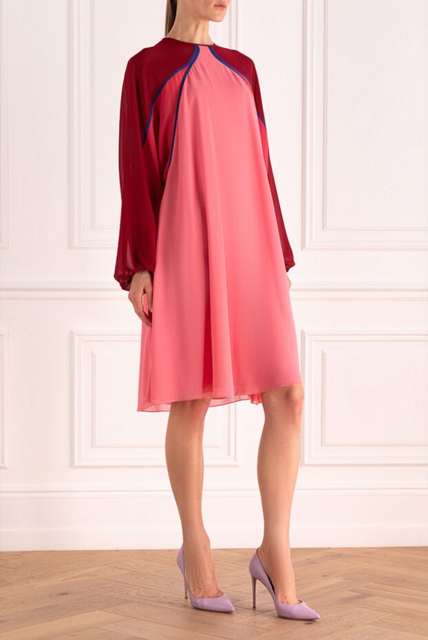 Giamba light pink chiffon midi dress with asymmetrical inserts and an airy silhouette
 144000 - photo 3