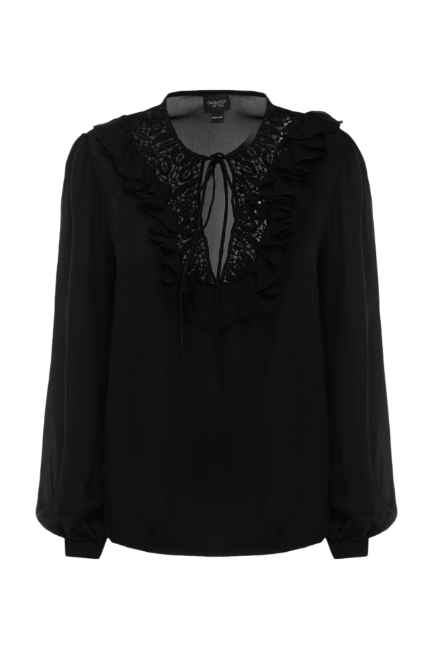 Giambattista Valli women's silk blouse with lace and ruffles black 144009 - photo 1