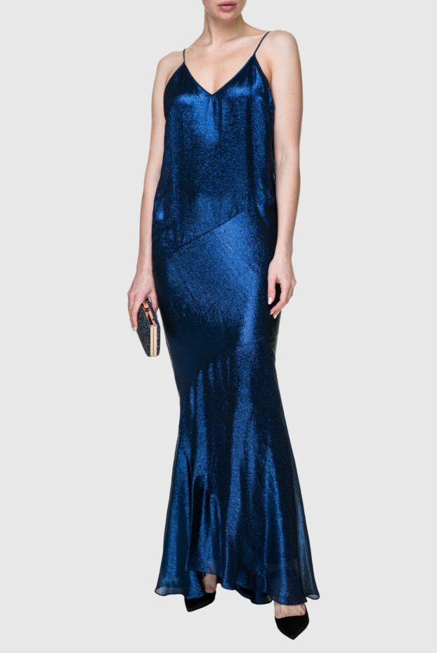 Blue silk and polyester dress for women - photo 2