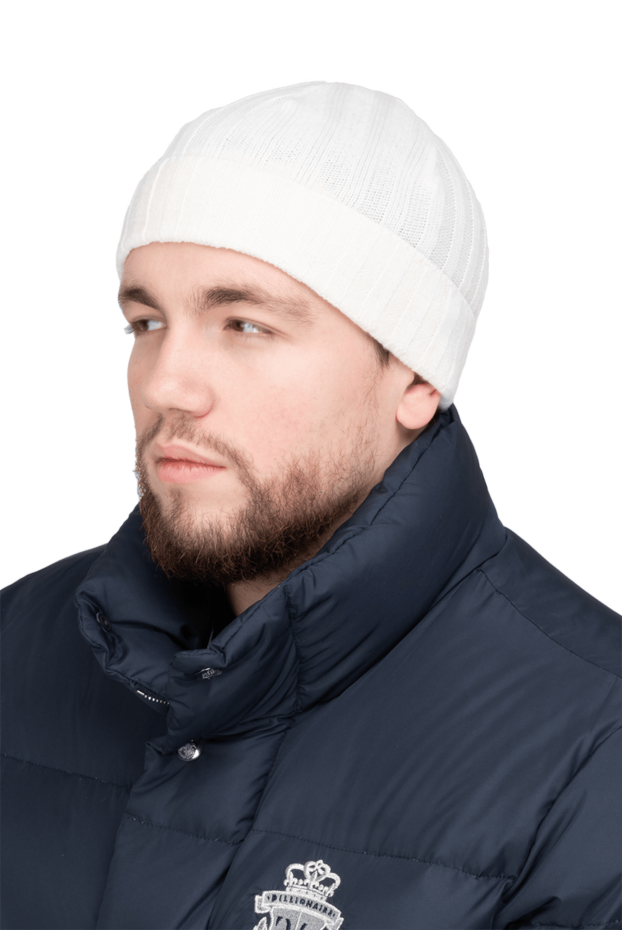 Casheart шапка из шерсти и кашемира белая мужская 144153 - фото 2