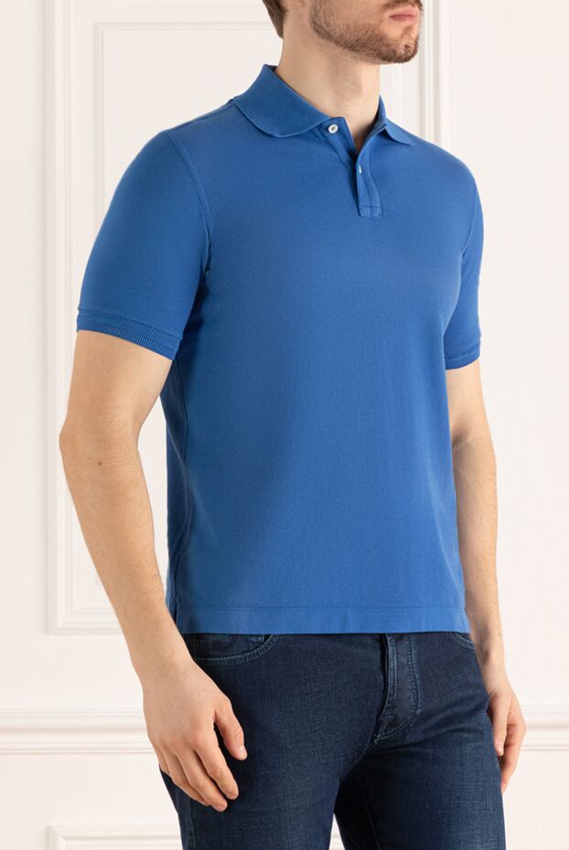 Malo blue knitted cotton polo shirt with buttons for men 144197 - photo 3