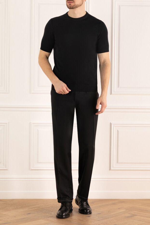 Malo short sleeve cotton jumper in black for men 144200 - photo 2