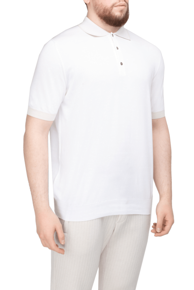 Malo men's white cotton polo shirt with piping 144202 - photo 3