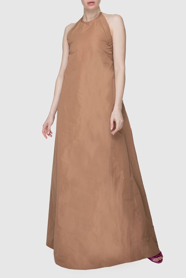 Rochas brown dress with a contrasting bow at the back, women's 144266 - photo 2