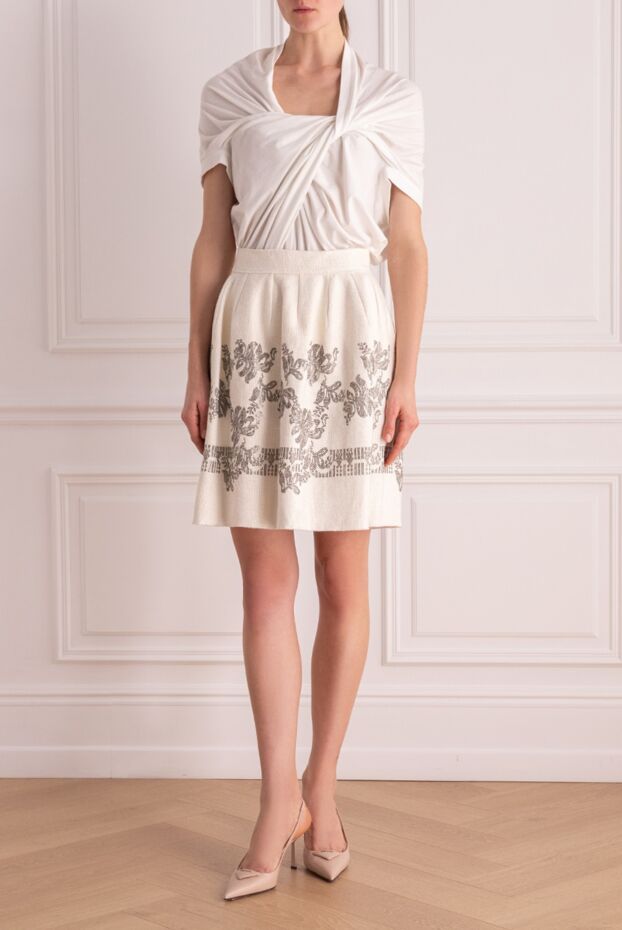 Ermanno Scervino әйелдерге арналған ақ зығыр және полиамидті юбка 144277 - фото 2