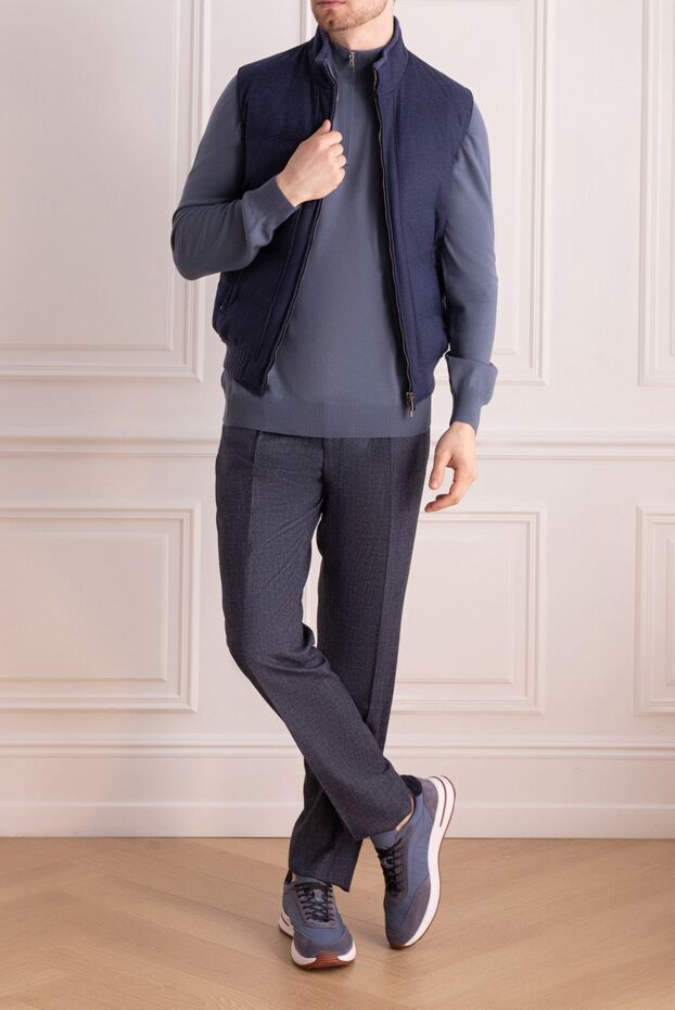 Enrico Mandelli warm wool vest with knitted trim, dark blue
 144297 - photo 2