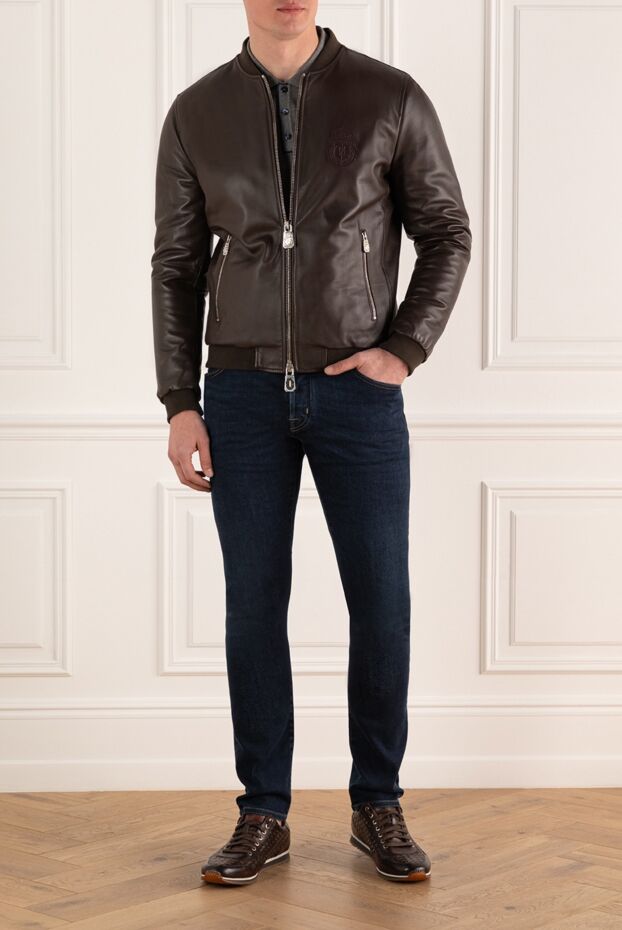Billionaire men’s brown leather bomber jacket 144316 - photo 2
