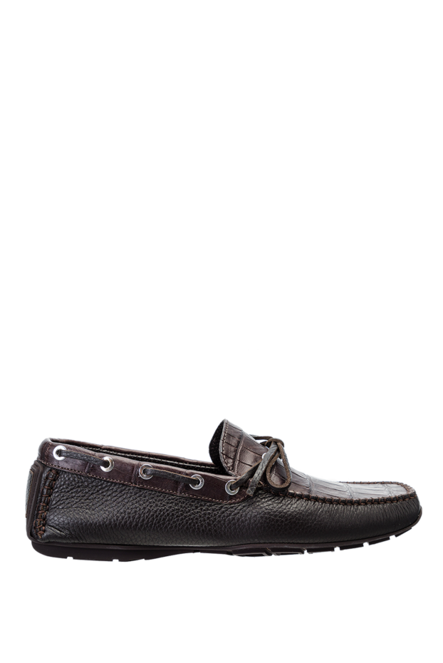 Cesare di Napoli men's moccasins made of genuine leather and alligator leather brown 144342 - photo 1