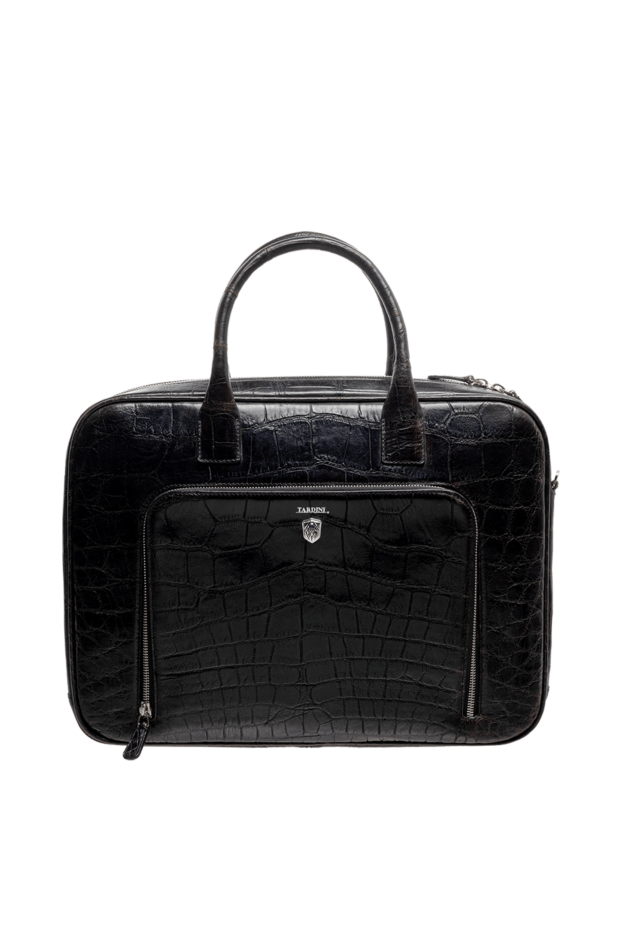 Tardini портфель из кожи аллигатора черный с наружным карманом мужской 144387 - фото 1
