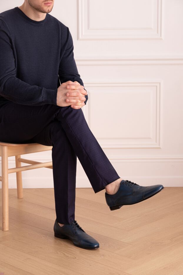 Barrett ерлерге арналған градиентті көк фактуралы былғары cap-toe дерби туфлилері 144450 - фото 2