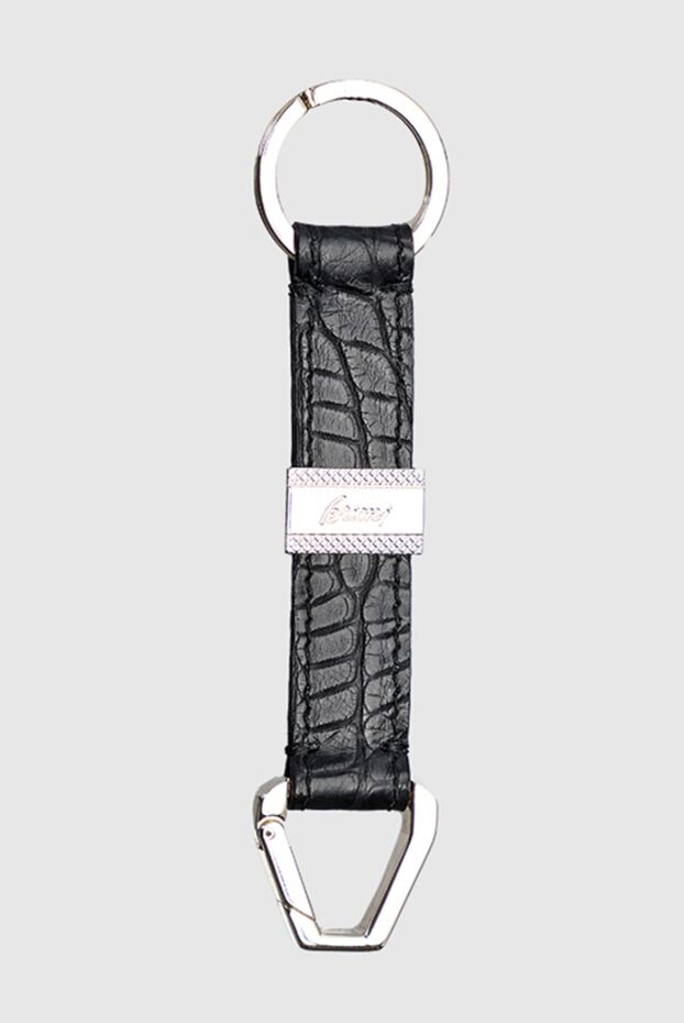 Brioni брелок из кожи аллигатора черный с карабином мужской 144859 - фото 1