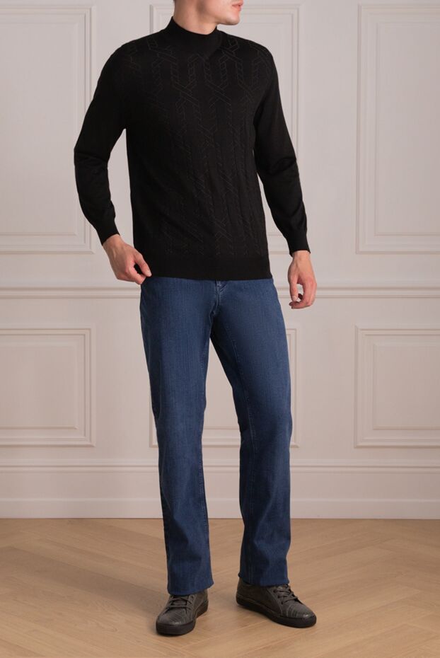 Zilli blue straight-leg jeans with decorative blue stitching 144993 - photo 2