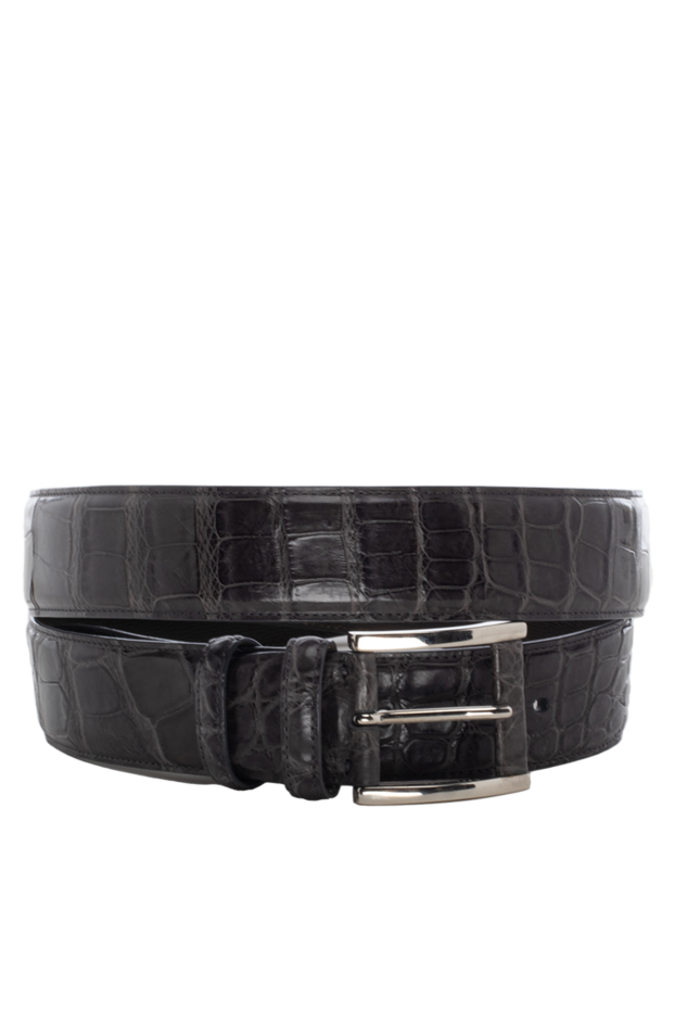 Embossed dark brown crocodile leather belt for men - photo 1