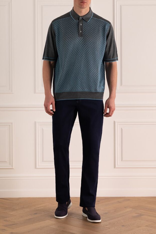 Zilli dark blue men's jeans with embroidery on the back pocket
 145637 - photo 2