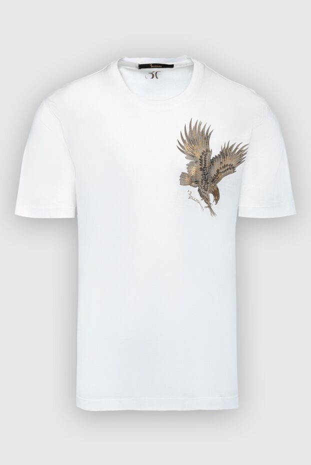 Billionaire men's off-white t-shirt made of matte egyptian cotton with eagle embroidery 146505 - photo 1