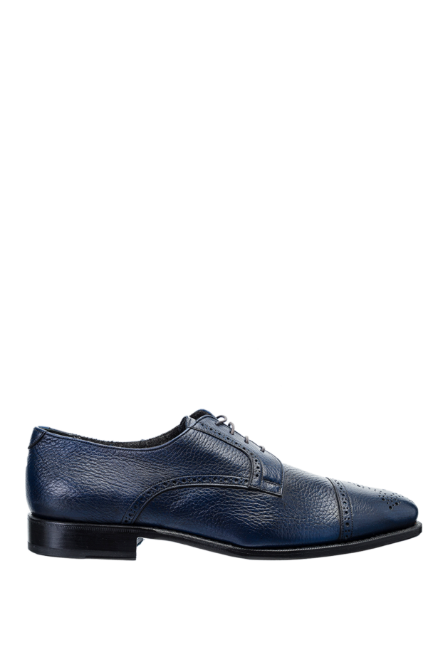 Cesare di Napoli туфли дерби cap-toe темно-синие фактурно кожаные брогированные мужские 146732 - фото 1