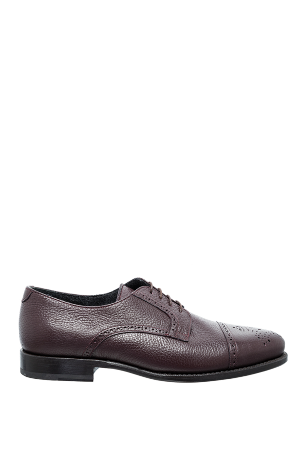 Cesare di Napoli burgundy textured leather brogue cap-toe derby shoes for men 146733 - photo 1