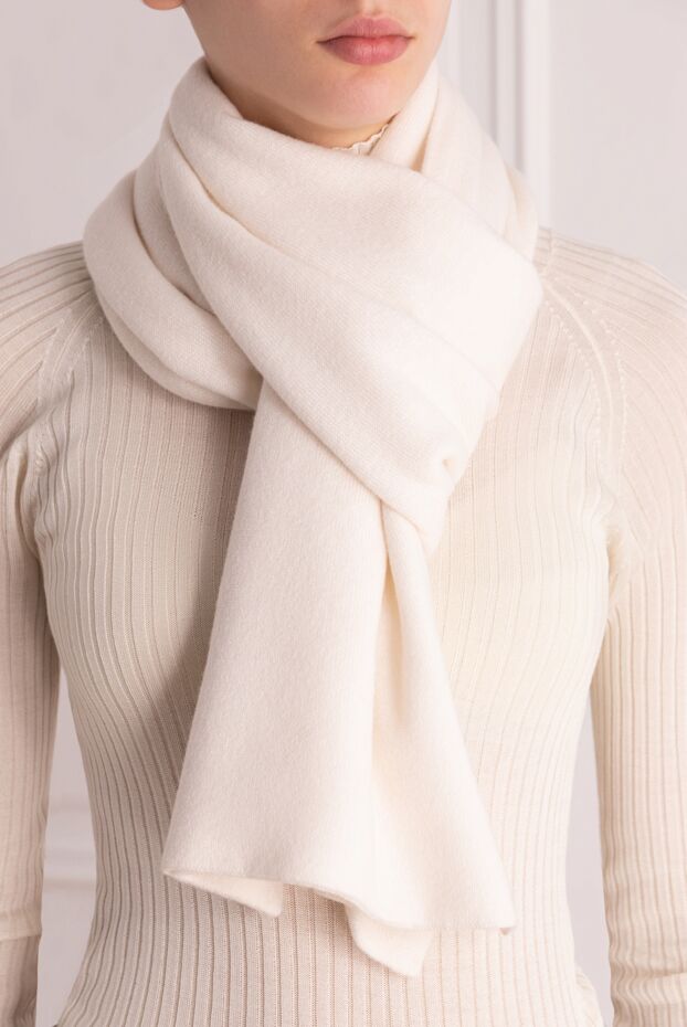 Cashmere & Silk Milano шарф женский белый кашемировый с нежной текстурой 147167 - фото 2