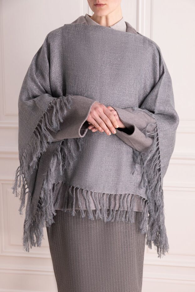 Brunello Cucinelli gray women's scarf with fringe 147226 - photo 2