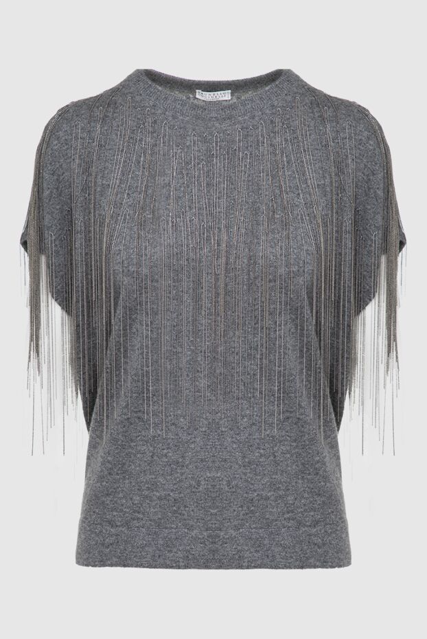 Brunello Cucinelli gray cashmere jumper with decorative chain fringe
147248 - photo 1