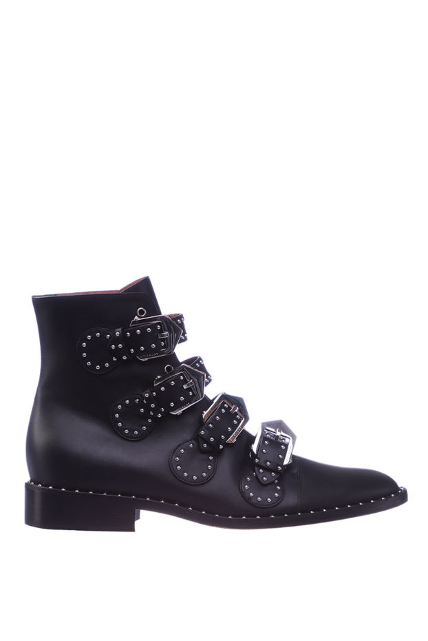 Givenchy women's black leather boots with metal elements and buckles 147249 - photo 1