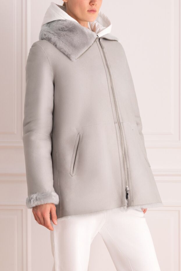 Max&Moi gray sheepskin coat made of natural fur for women 147277 - photo 3