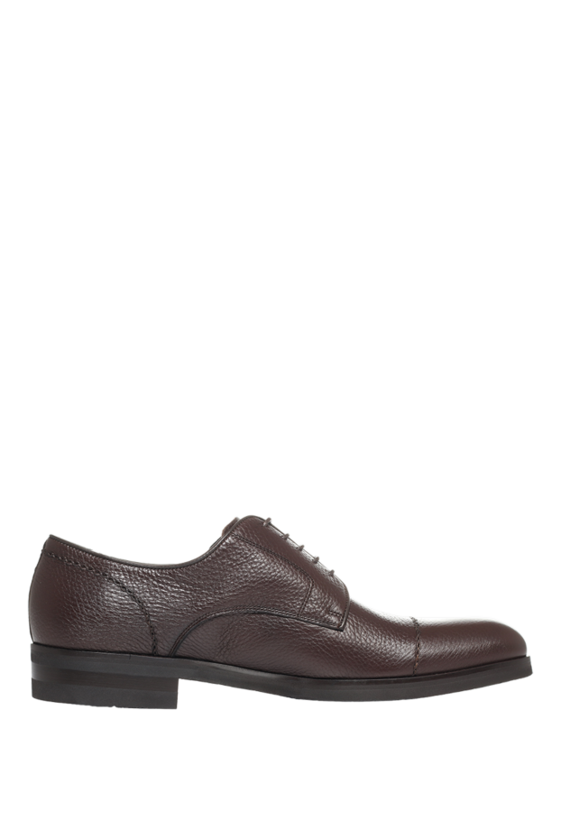 Cesare di Napoli туфли дерби cap-toe коричневые фактурно кожаные мужские 147316 - фото 1