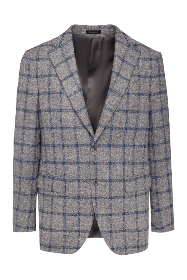 Sartoria Latorre men's grey wool jacket with alpaca large blue check
147420 - photo 1