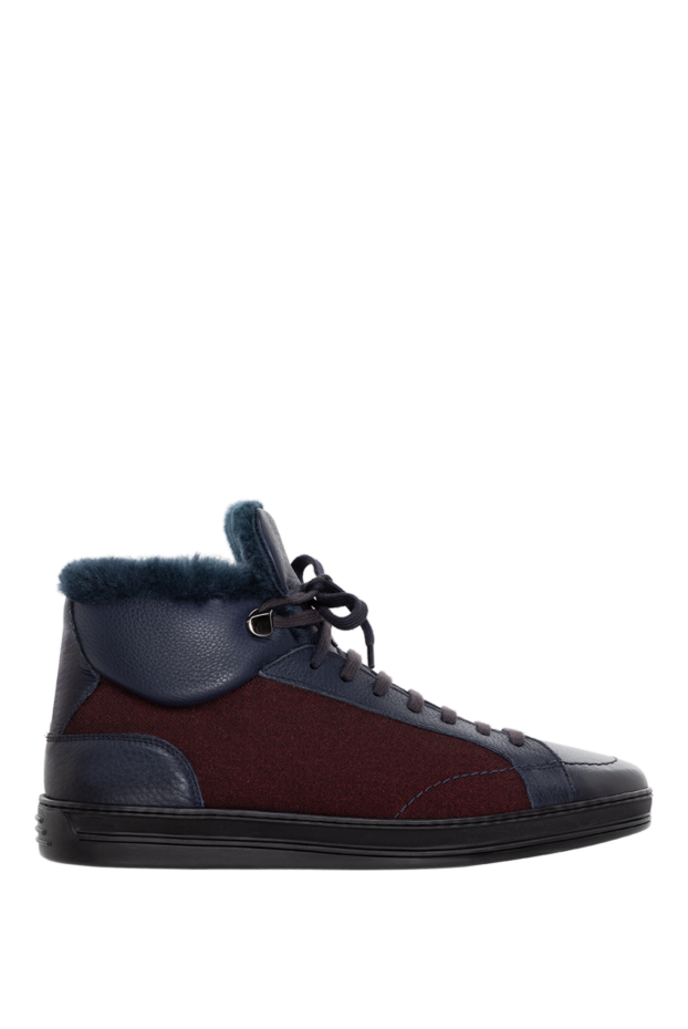 Doucal`s high-top insulated sneakers made of leather and wool in burgundy and blue tones
147432 - photo 1