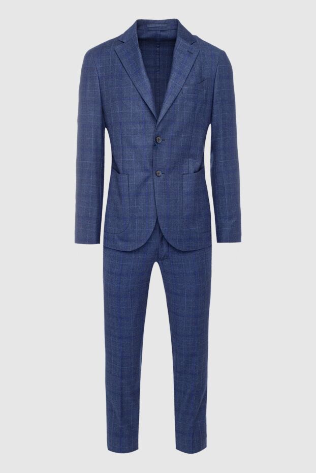 Lubiam men's blue checked wool suit with patch pockets 147458 - photo 1