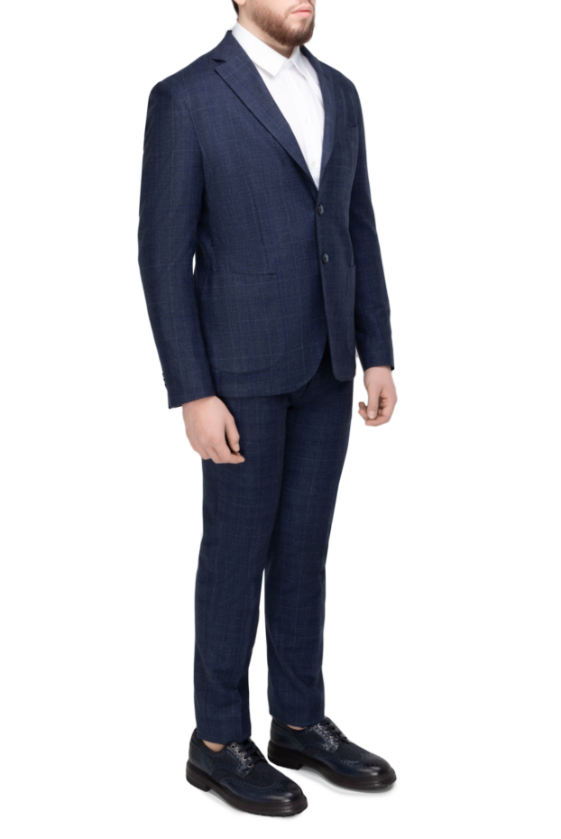 Lubiam men's blue checked wool suit with patch pockets 147458 - photo 3
