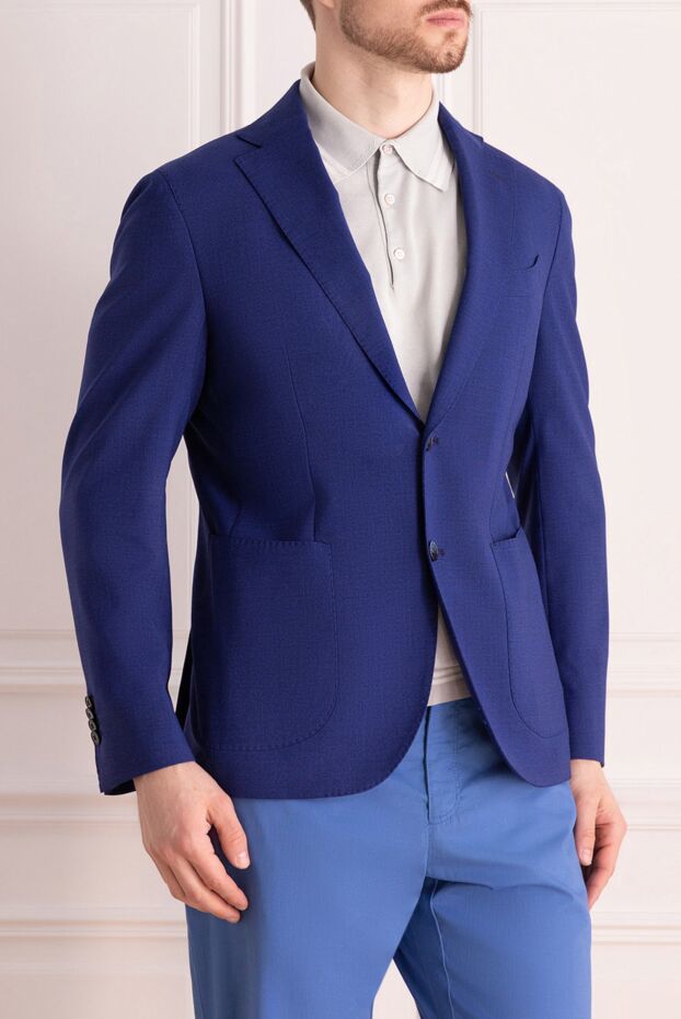 Lubiam blue wool and linen jacket for men 147467 - photo 3
