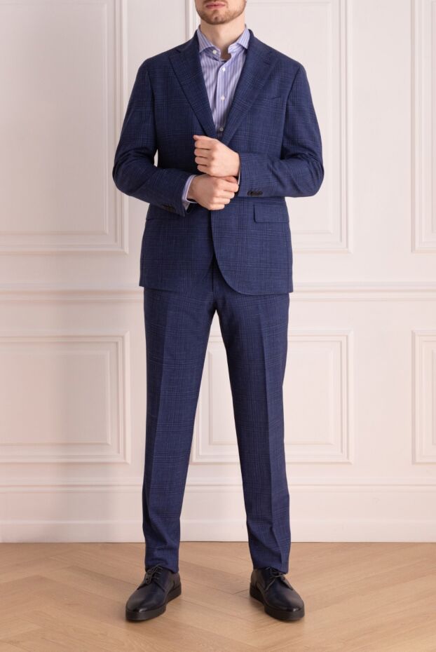 Lubiam textured suit in rich blue color made from natural fibers
 147471 - photo 2