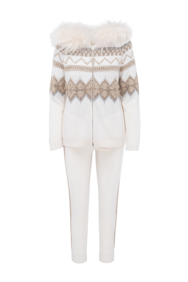 Panicale women's white walking suit with patterns and fur 147540 - photo 1