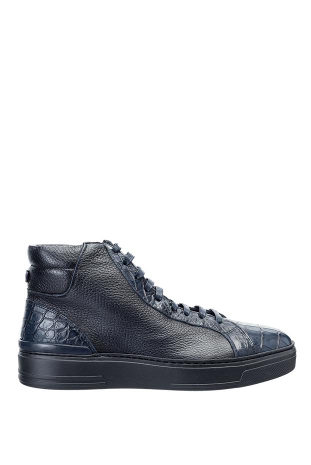 Blue leather sneakers for men - photo 1
