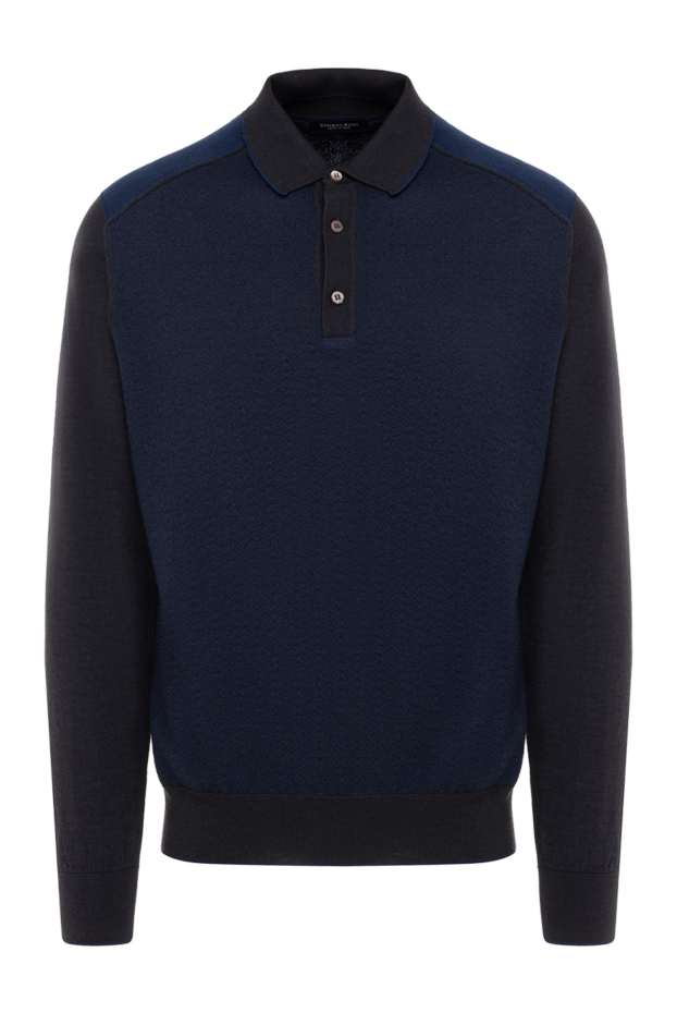Long sleeve polo shirt with smooth sleeves and textured front - photo 1