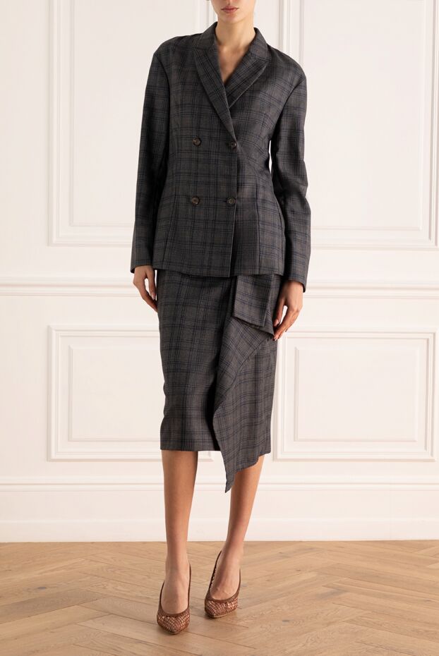 Brunello Cucinelli жүн юбкасымен сұр әйелдер костюмі 147841 - фото 2