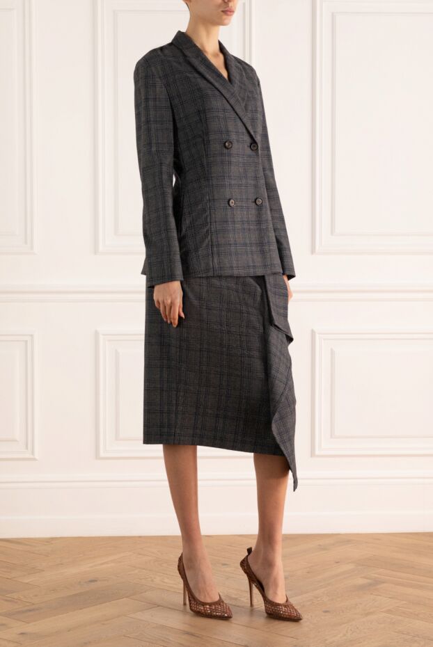 Brunello Cucinelli жүн юбкасымен сұр әйелдер костюмі 147841 - фото 3