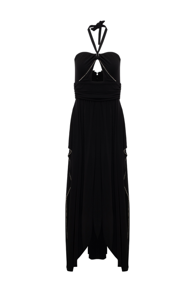 Amen black viscose maxi dress with draped and flowing slit 148060 - photo 1