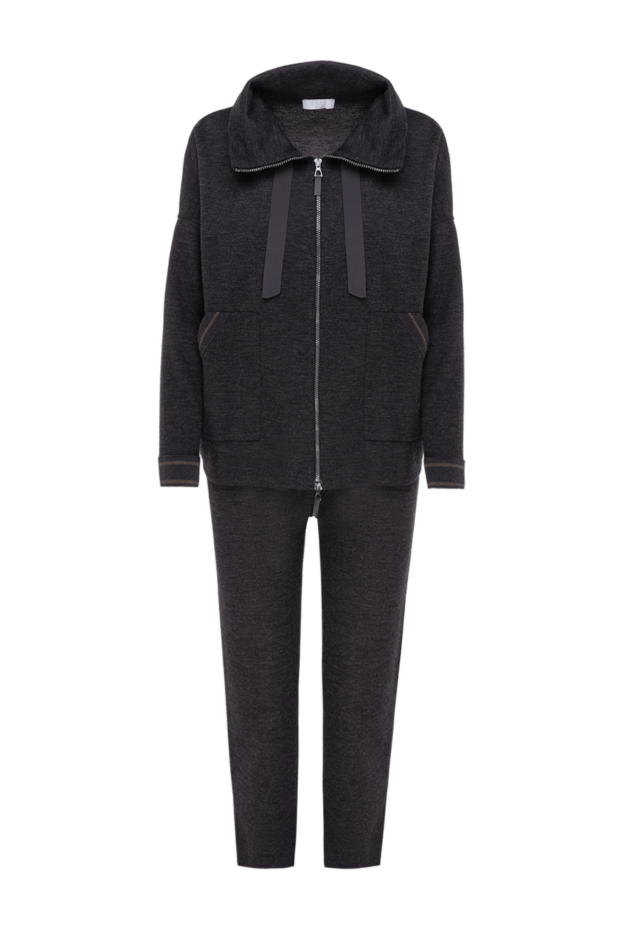 Tonet gray walking suit with a zipper and wide ribbons on the collar 148234 - photo 1