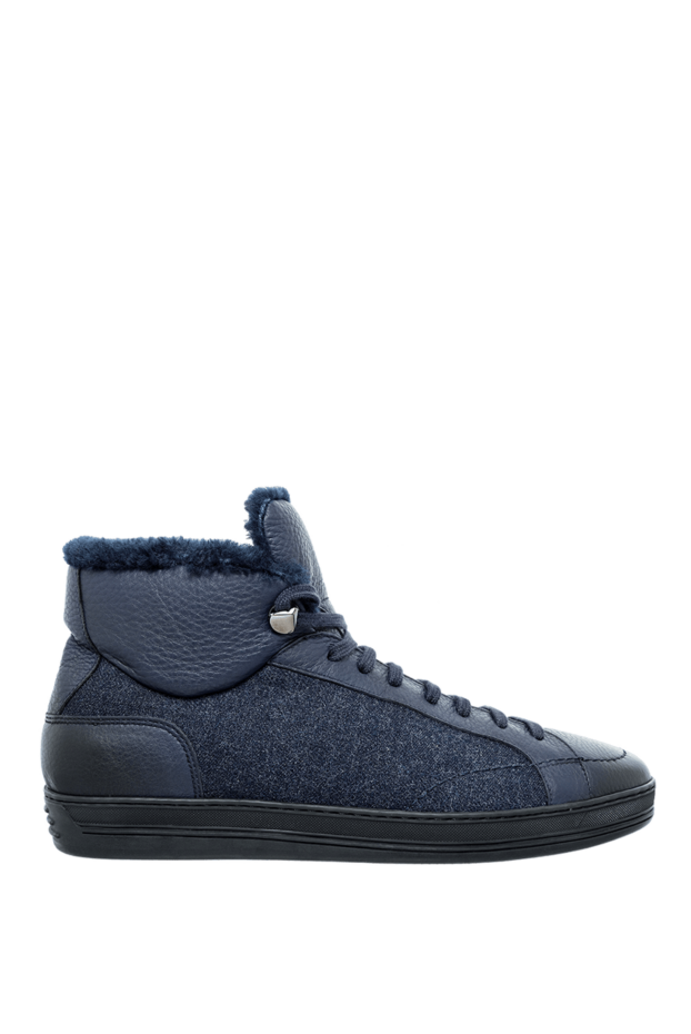 Doucal`s italian high top blue leather sneakers with fur and wool insert
148259 - photo 1