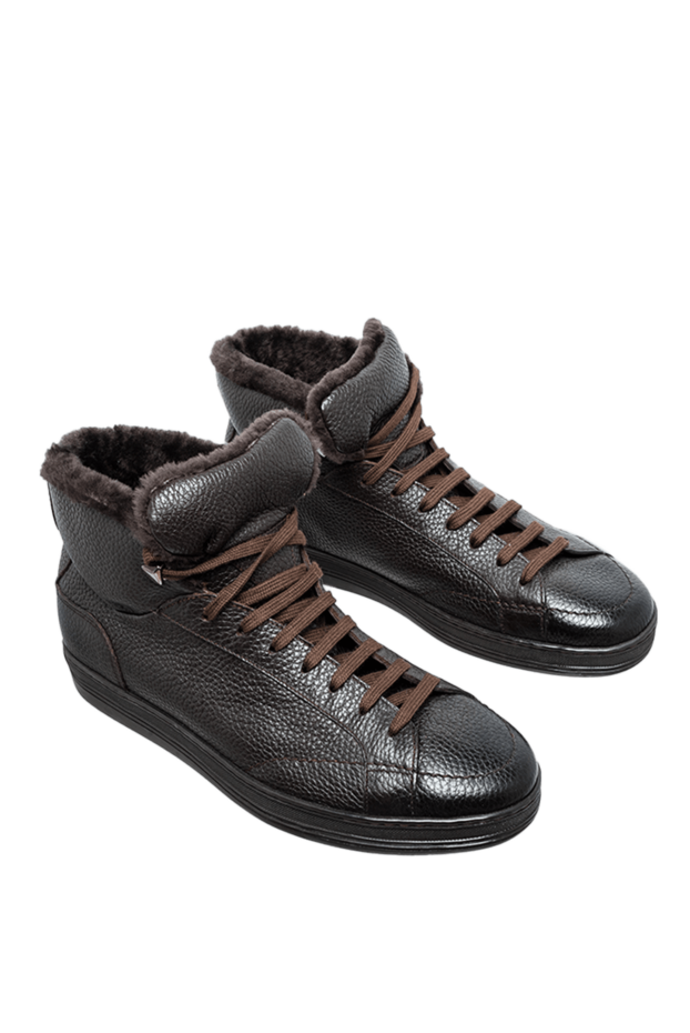 Doucal`s winter sneakers brown with inner fur and textured leather

 148282 - photo 3