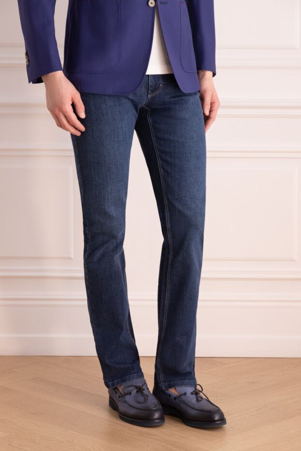 Zilli blue straight leg jeans with accent embroidery on the back pockets 148307 - photo 3