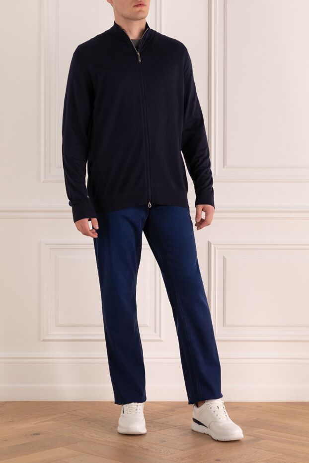 Zilli dark blue cotton jeans with embroidery on the pocket
 148319 - photo 2
